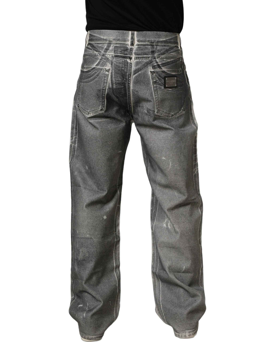 Dolce & Gabbana Grey Washed Mid Waist Straight Denim Jeans