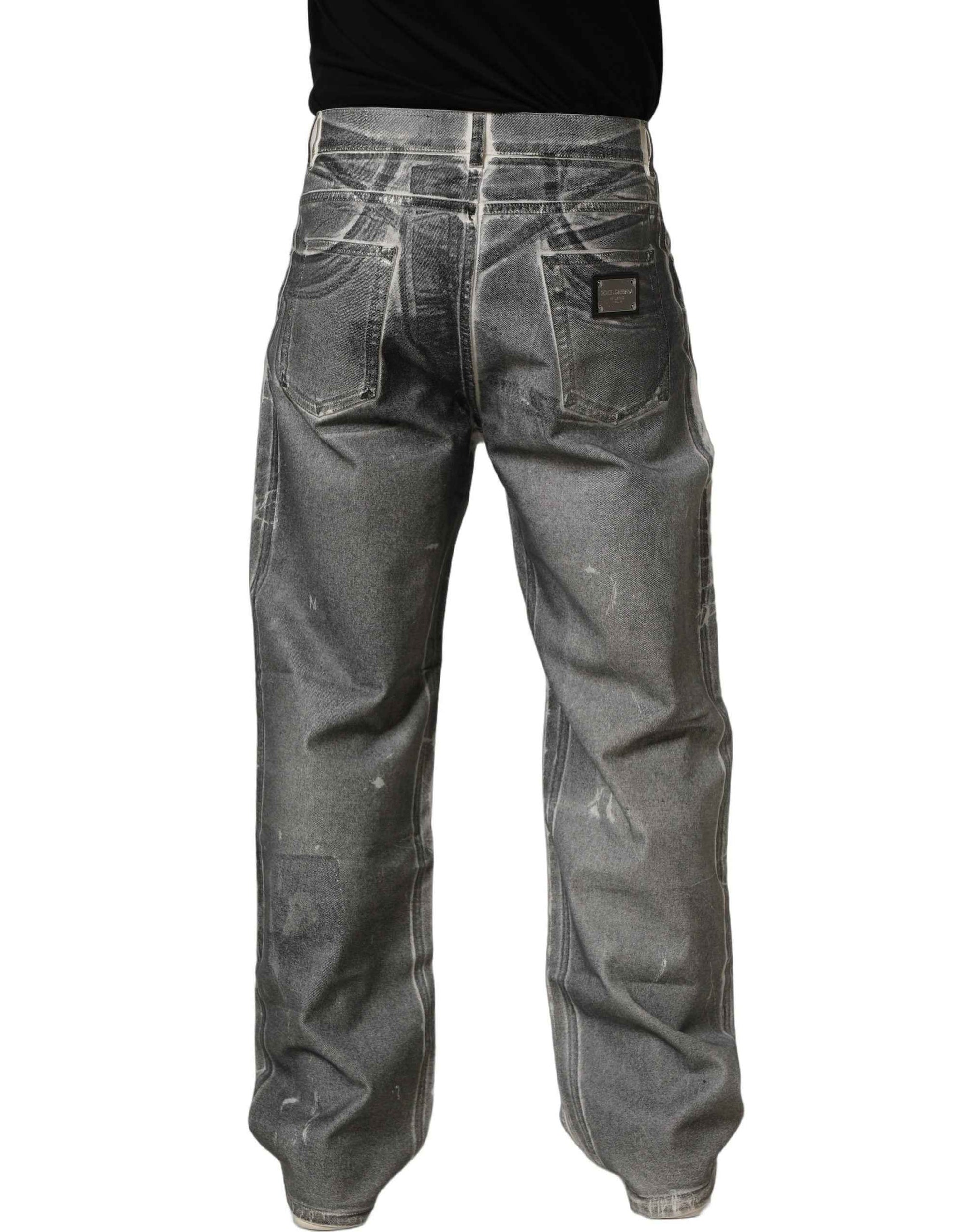 Dolce & Gabbana Grey Washed Mid Waist Straight Denim Jeans