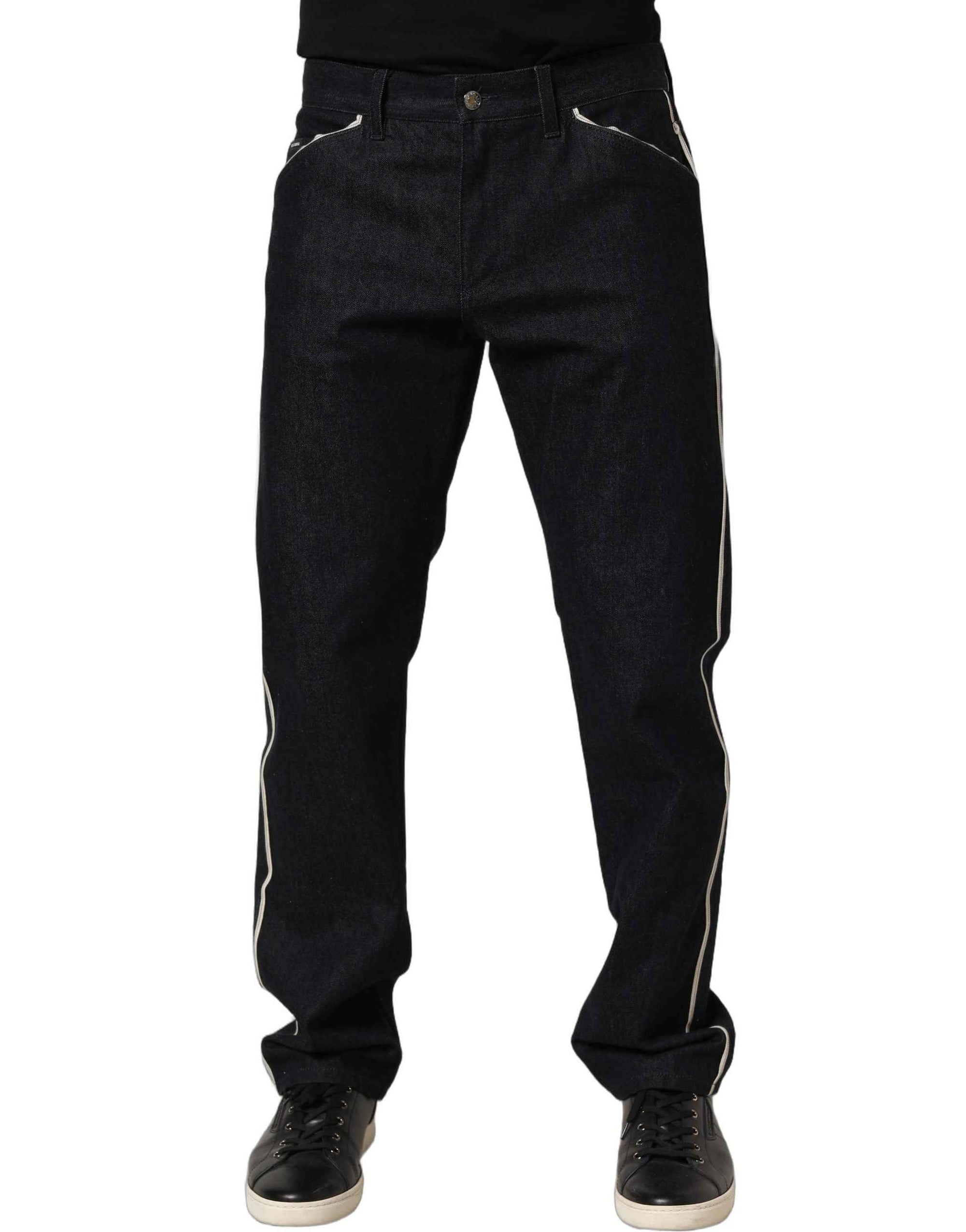 Dolce & Gabbana Black Cotton Mid Waist Classic Men Denim Jeans