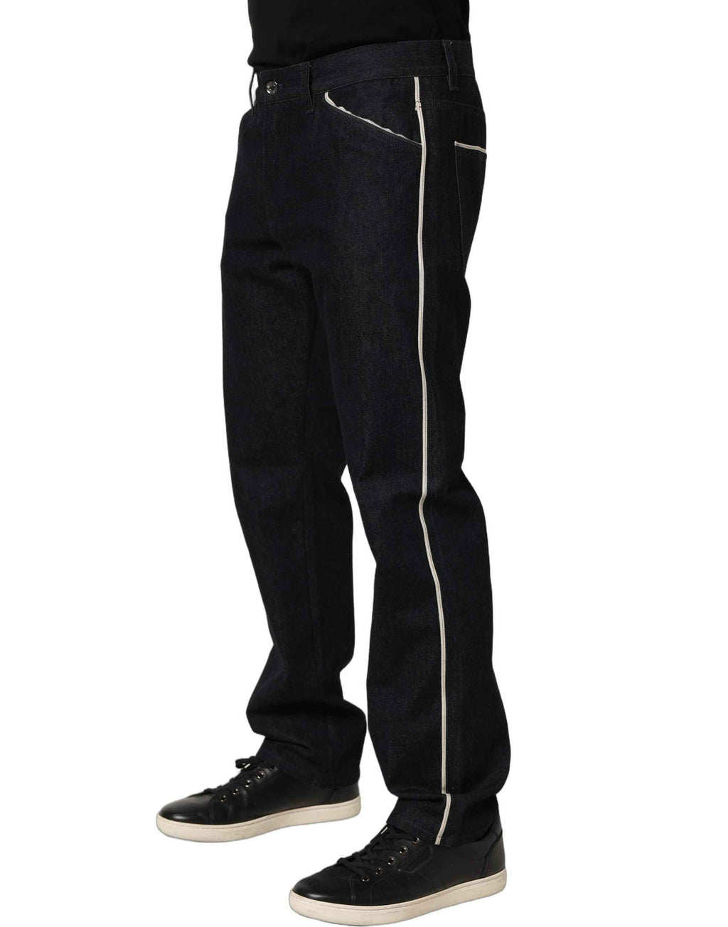 Dolce & Gabbana Black Cotton Mid Waist Classic Men Denim Jeans