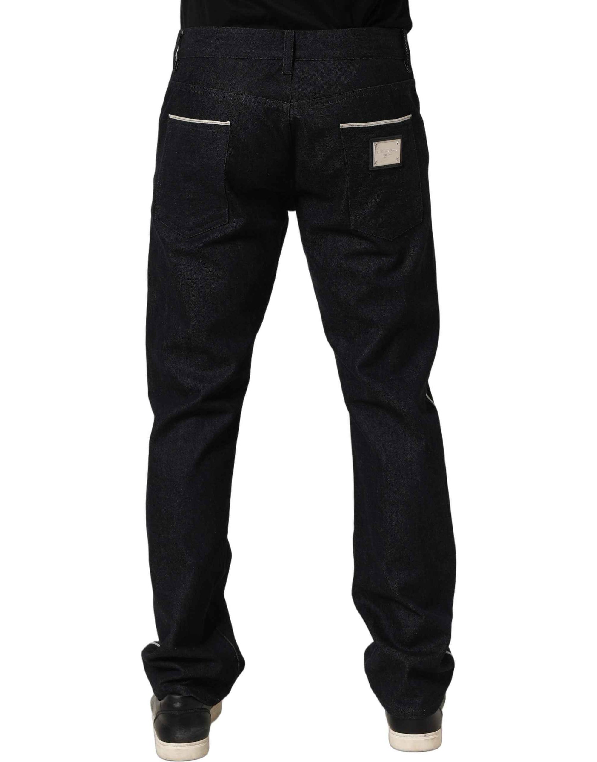 Dolce & Gabbana Black Cotton Mid Waist Classic Men Denim Jeans