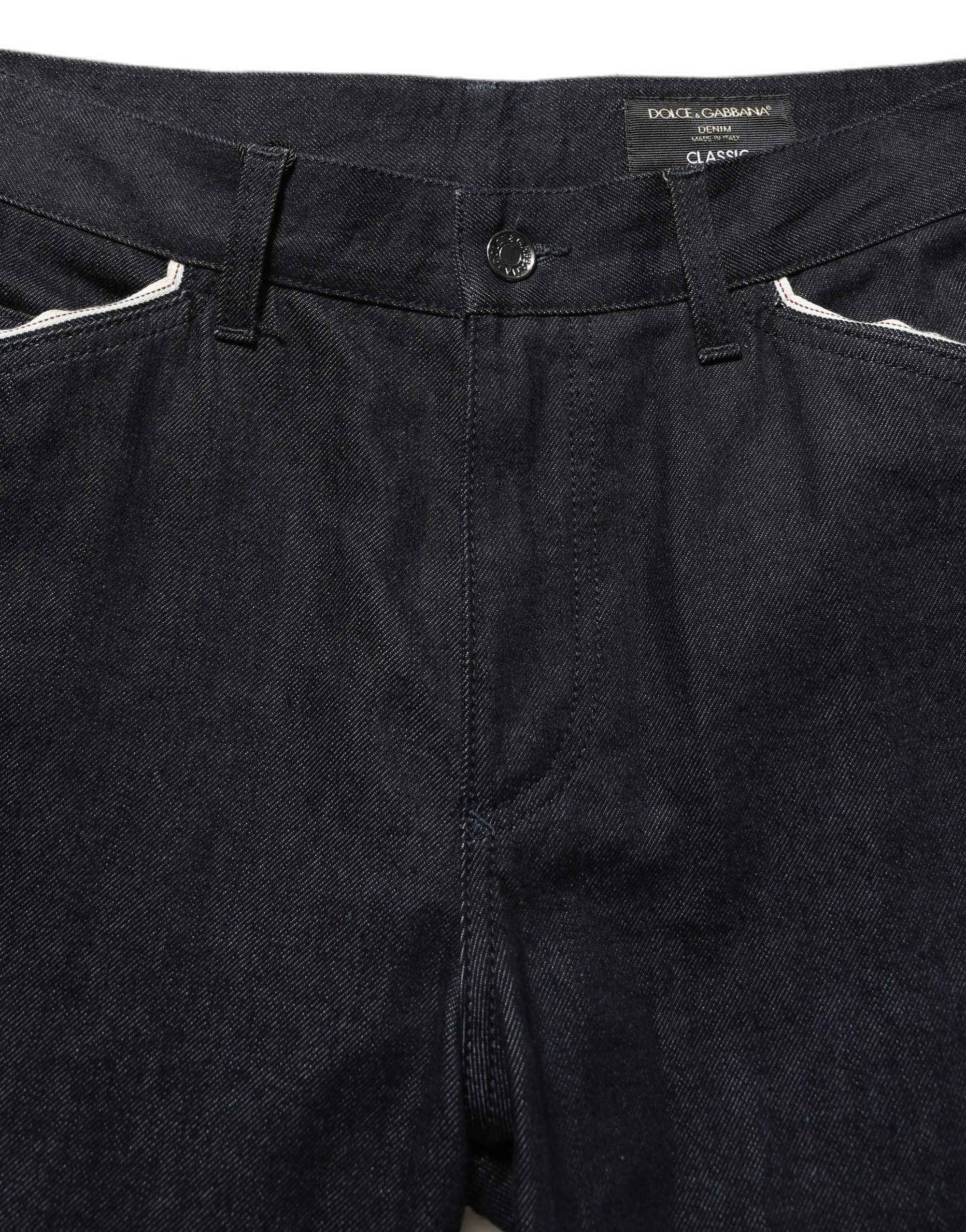 Dolce & Gabbana Black Cotton Mid Waist Classic Men Denim Jeans
