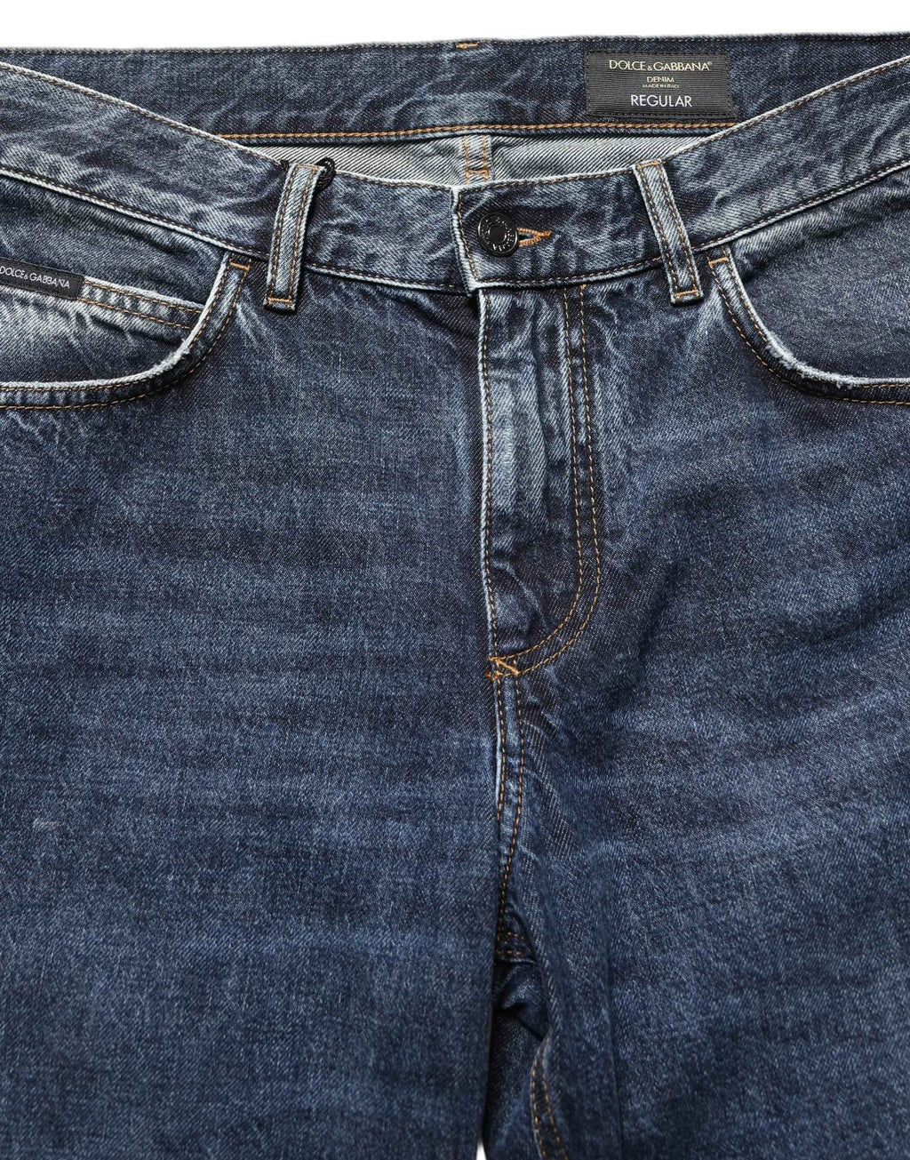 Dolce & Gabbana Dark Blue Washed Mid Waist Straight Men Denim Jeans