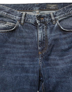 Dolce & Gabbana Dark Blue Washed Mid Waist Straight Men Denim Jeans