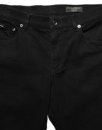 Dolce & Gabbana Black Heraldic Embroidered Skinny Denim Jeans