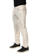 Dolce & Gabbana Beige Tie Dye Cotton Straight Men Denim Jeans