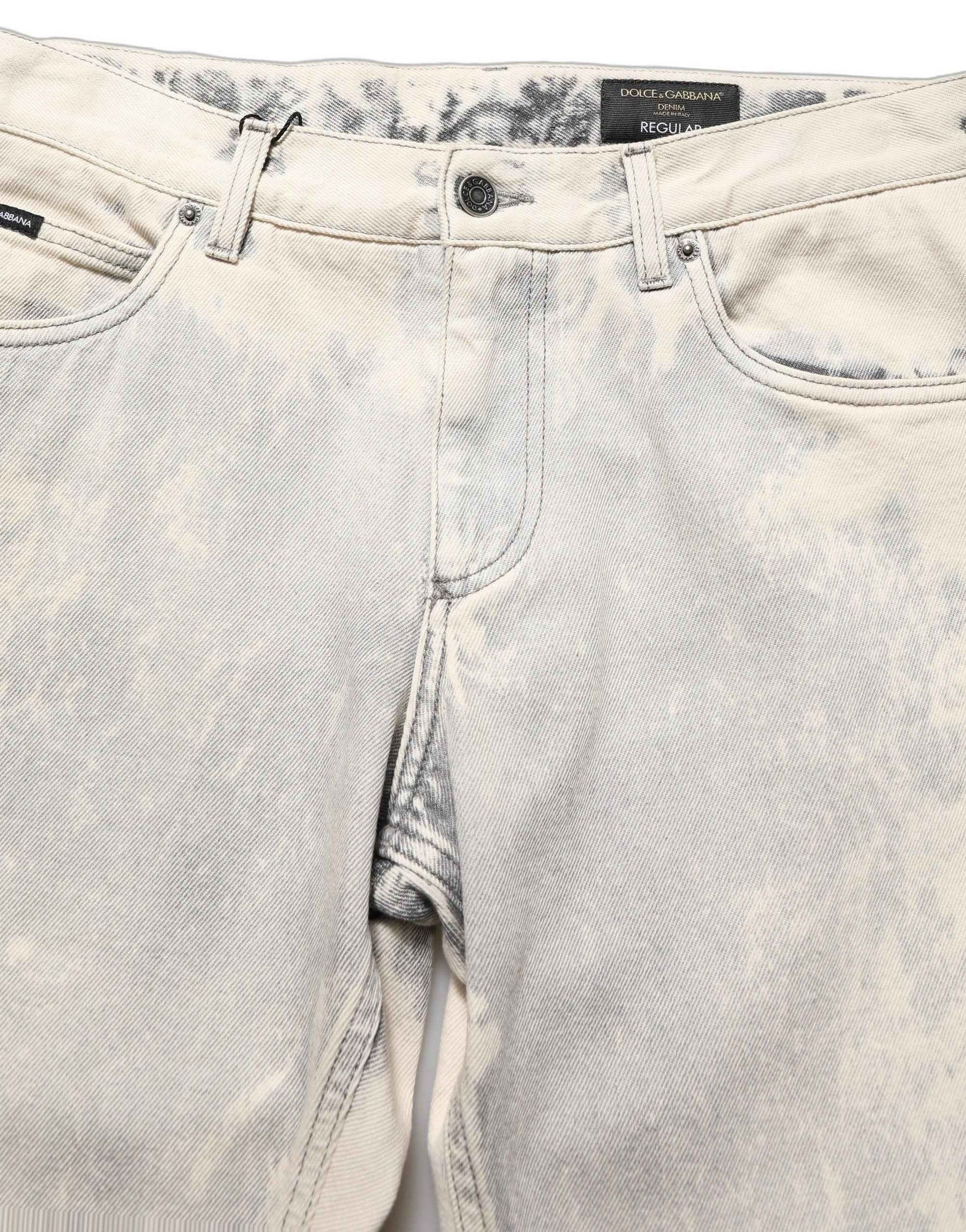 Dolce & Gabbana Beige Tie Dye Cotton Straight Men Denim Jeans