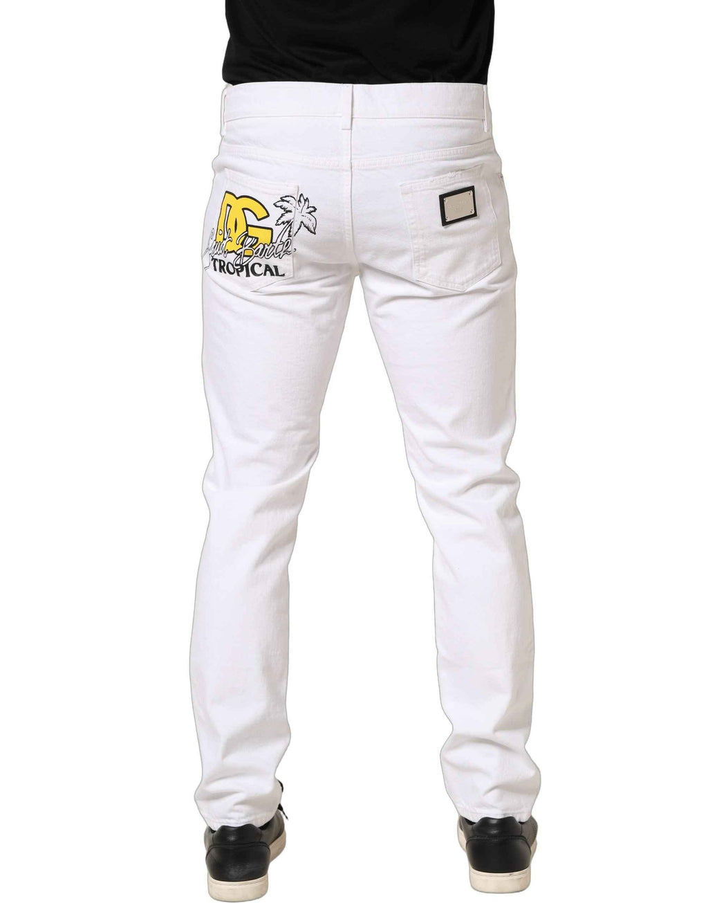 Dolce & Gabbana White Cotton Ripped Slim Fit Men Denim Jeans