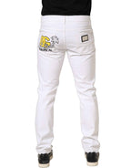 Dolce & Gabbana White Cotton Ripped Slim Fit Men Denim Jeans