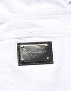 Dolce & Gabbana White Cotton Ripped Slim Fit Men Denim Jeans
