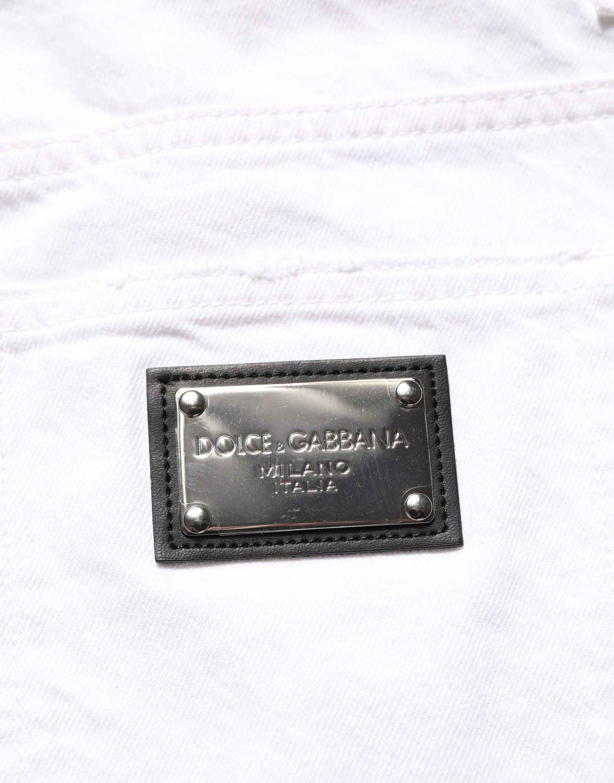 Dolce & Gabbana White Cotton Ripped Slim Fit Men Denim Jeans