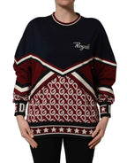 Dolce & Gabbana Blue Red Paneled 'Royals' Patch Sweatshirt Sweater