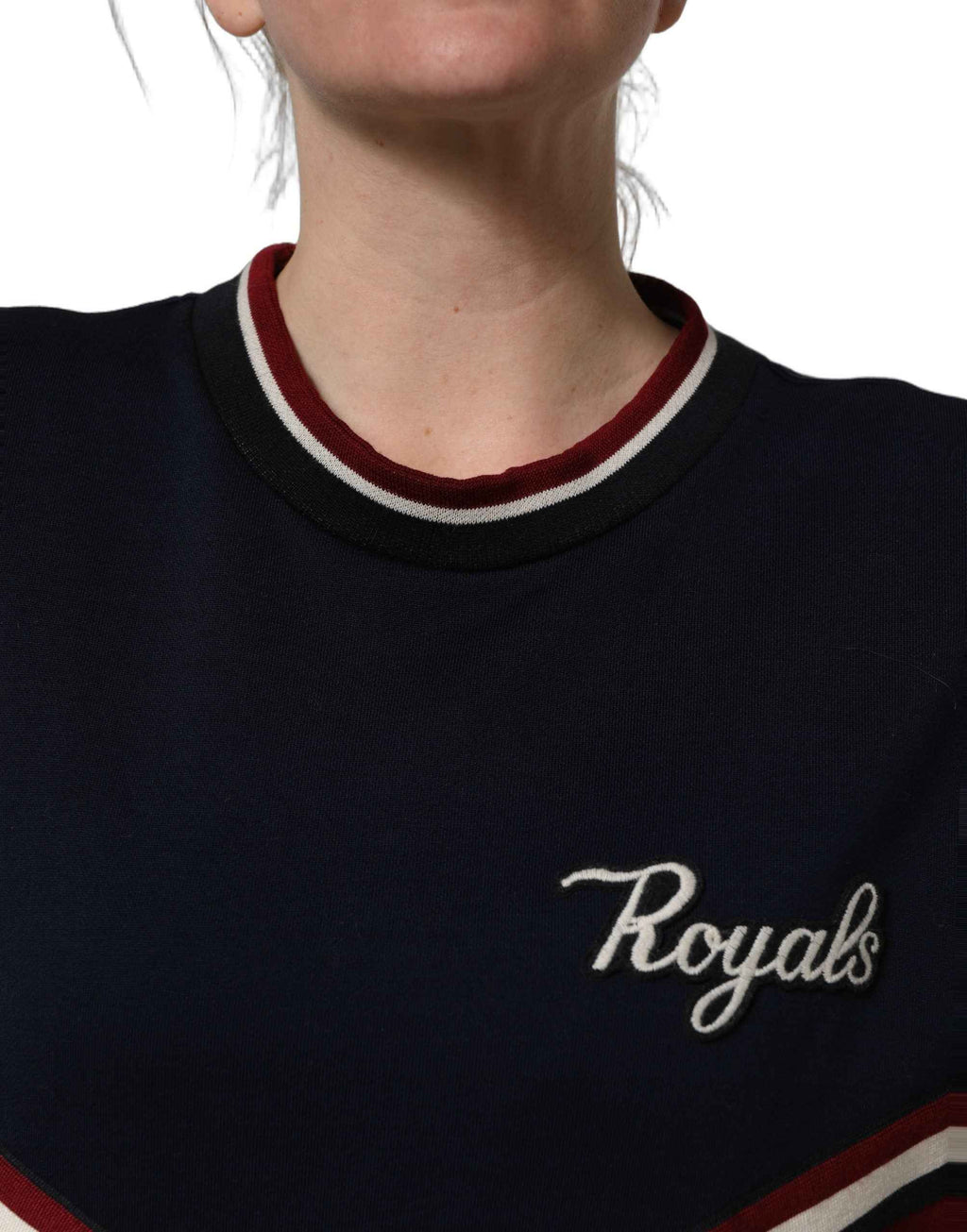 Dolce & Gabbana Blue Red Paneled 'Royals' Patch Sweatshirt Sweater