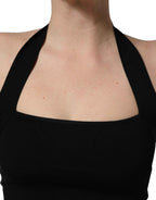 Dolce & Gabbana Black Square Neck Halter Cropped Tank Top
