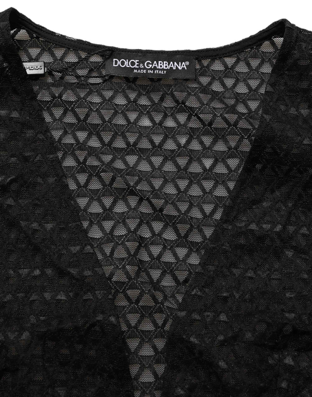 Dolce & Gabbana Black Nylon Fishnet Long Sleeve Cropped Top