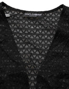 Dolce & Gabbana Black Nylon Fishnet Long Sleeve Cropped Top