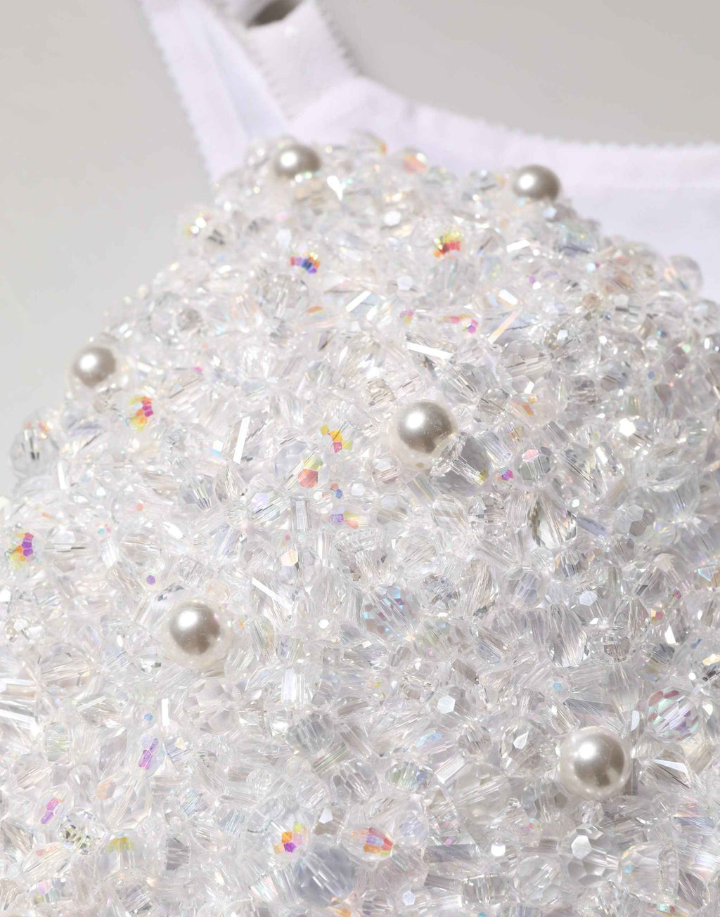 Dolce & Gabbana White Pearls Beaded Corset Bustier Crop Top