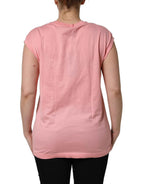 Dolce & Gabbana Pink Cotton DG Logo Round Neck Tank T-shirt