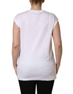 Dolce & Gabbana White Logo Round Neck Sleeveless T-shirt