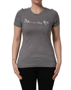 Dolce & Gabbana Gray Logo Embroidery Short Sleeve T-shirt