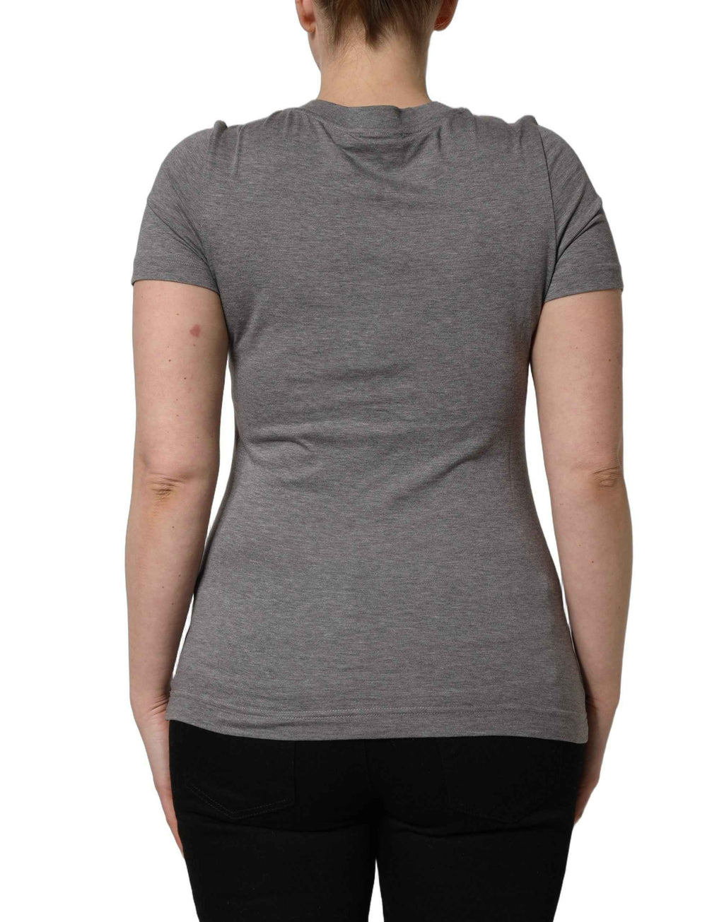Dolce & Gabbana Gray Logo Embroidery Short Sleeve T-shirt