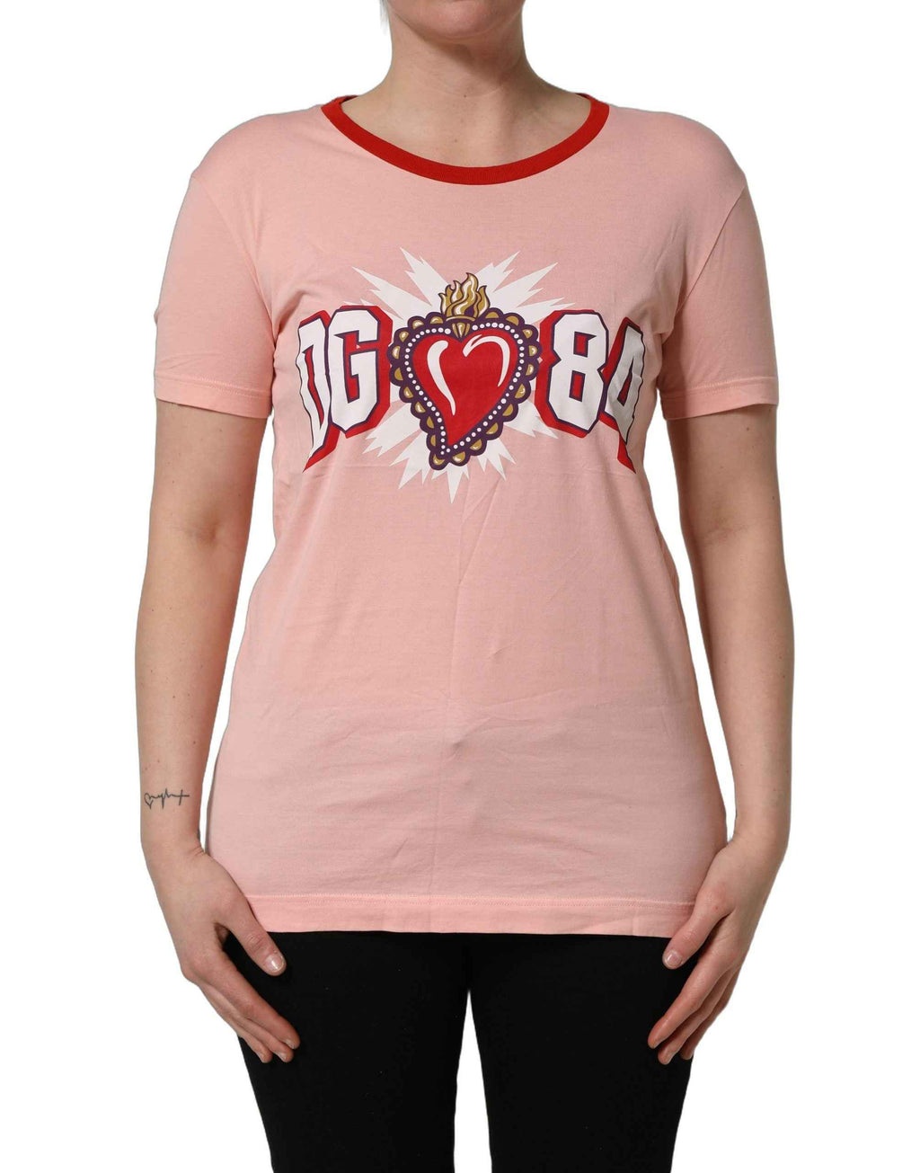 Dolce & Gabbana Pink Graphic Print Cotton Crew Neck T-shirt