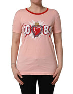 Dolce & Gabbana Pink Graphic Print Cotton Crew Neck T-shirt