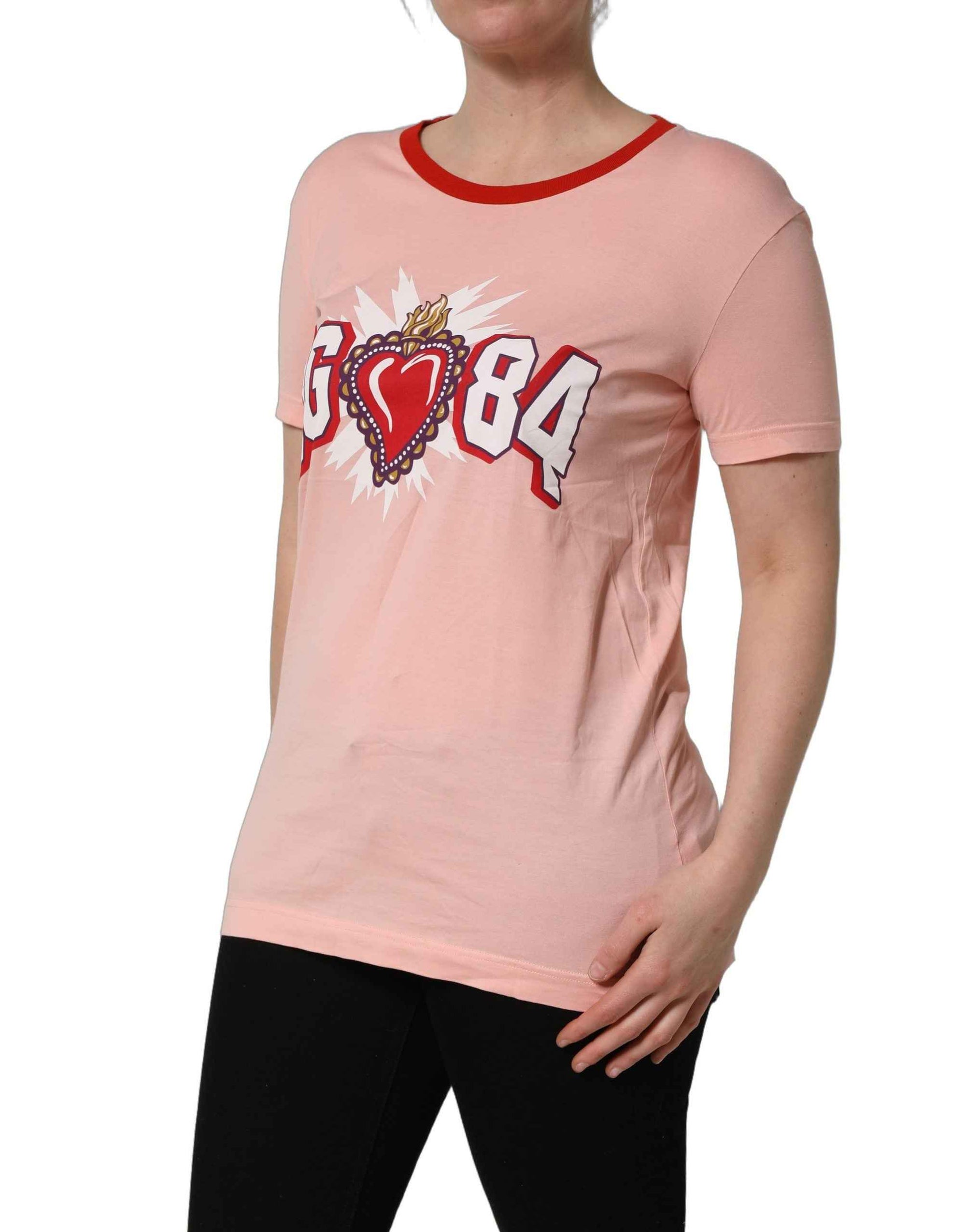 Dolce & Gabbana Pink Graphic Print Cotton Crew Neck T-shirt