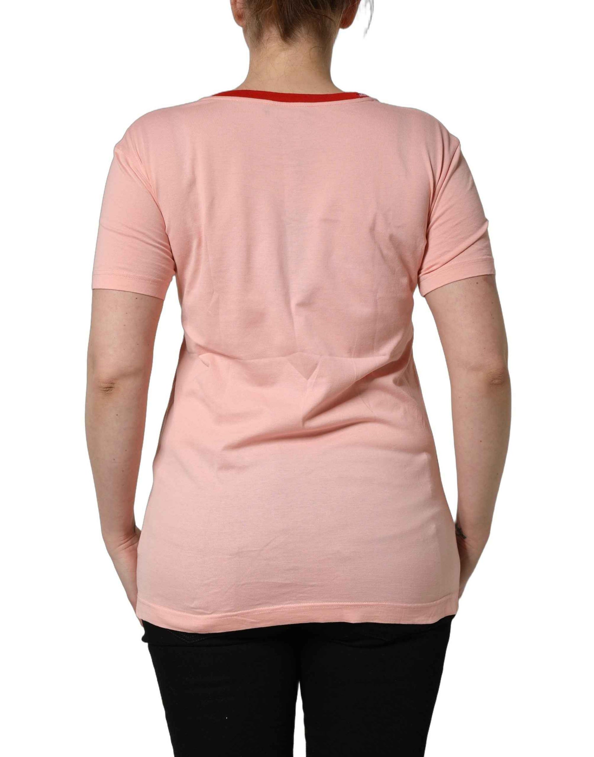 Dolce & Gabbana Pink Graphic Print Cotton Crew Neck T-shirt