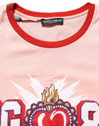 Dolce & Gabbana Pink Graphic Print Cotton Crew Neck T-shirt