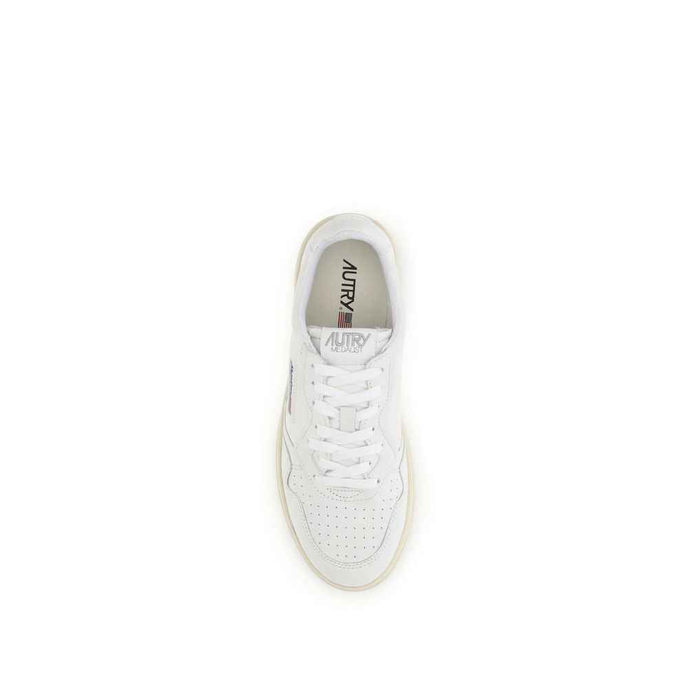 Autry White Calf Leather Bos Taurus Low Top Sneakers