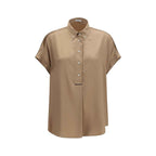 Brunello Cucinelli Beige Silk Shortsleeve Shirt