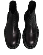 Dolce & Gabbana Black Leather Slip On Chelsea Boots Shoes