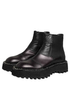 Dolce & Gabbana Black Leather Slip On Chelsea Boots Shoes