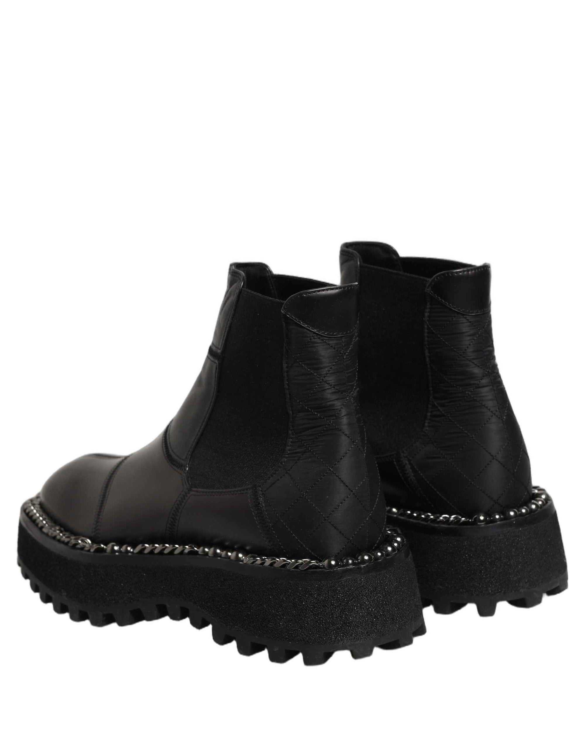 Dolce & Gabbana Black Leather Slip On Chelsea Boots Shoes