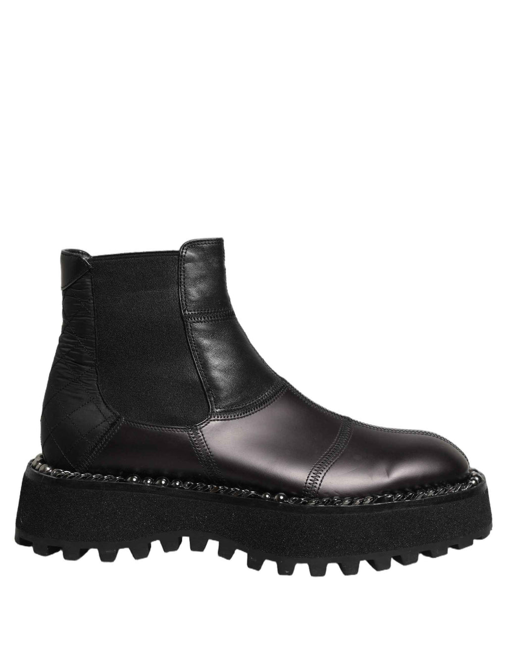 Dolce & Gabbana Black Leather Slip On Chelsea Boots Shoes