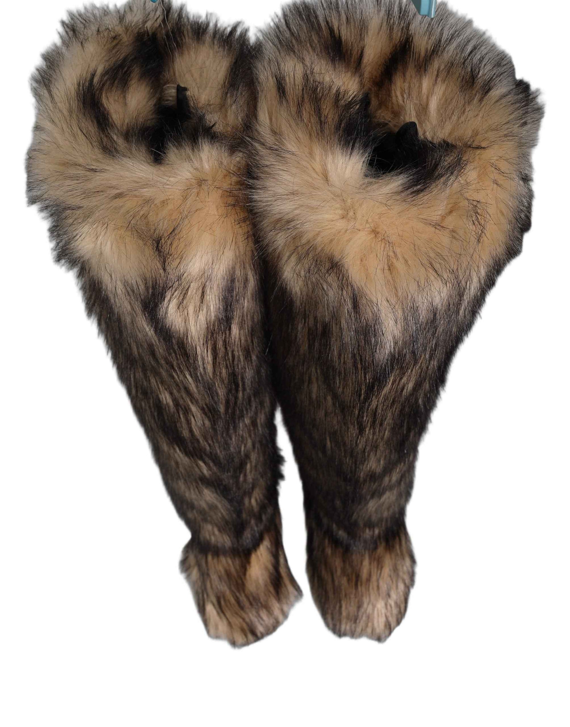 Dolce & Gabbana Brown Faux Skim Ski Fur Knee High Boots Shoes