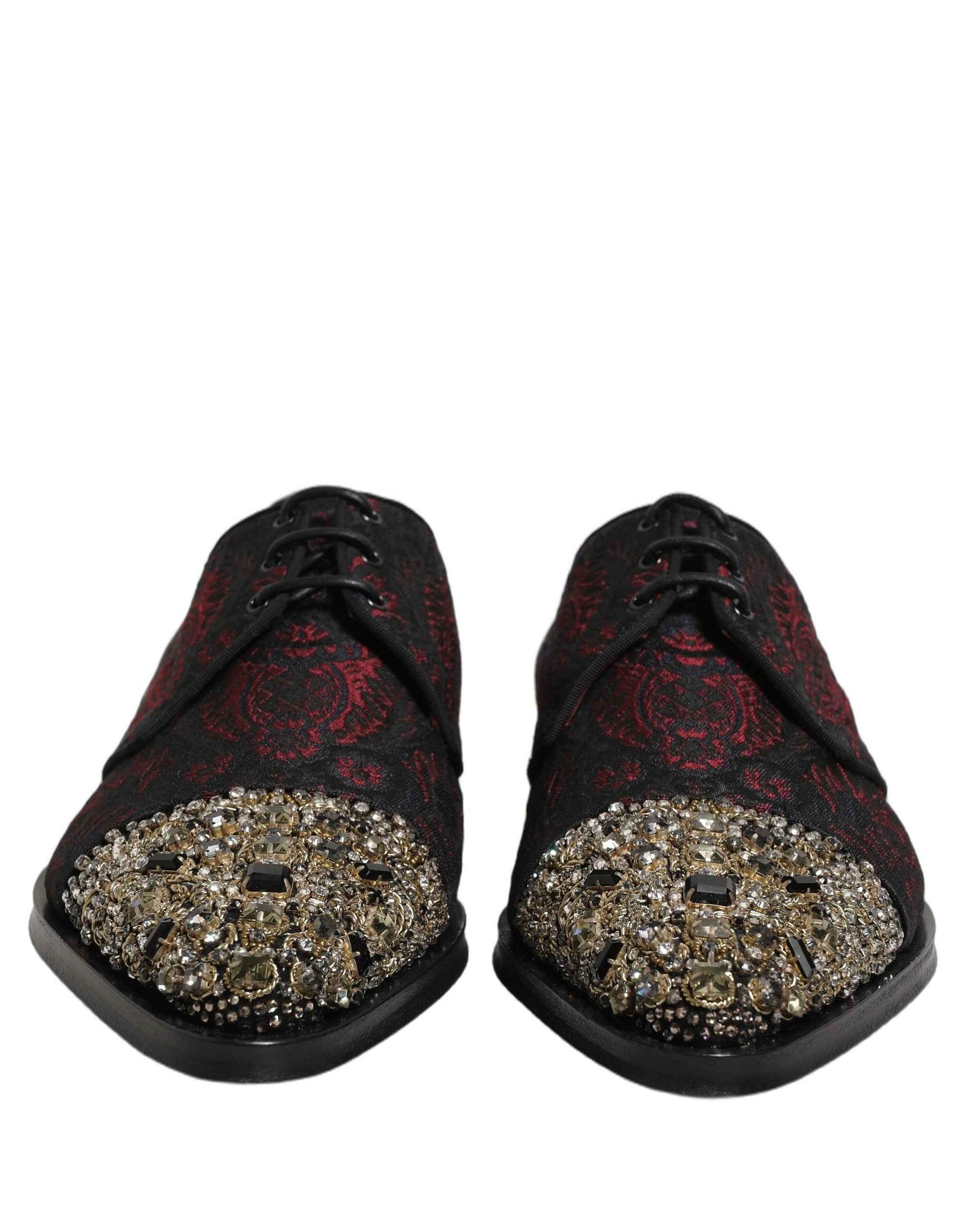Dolce & Gabbana Black Red Embellished Derby Dress Formal Shoes