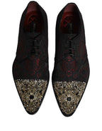 Dolce & Gabbana Black Red Embellished Derby Dress Formal Shoes