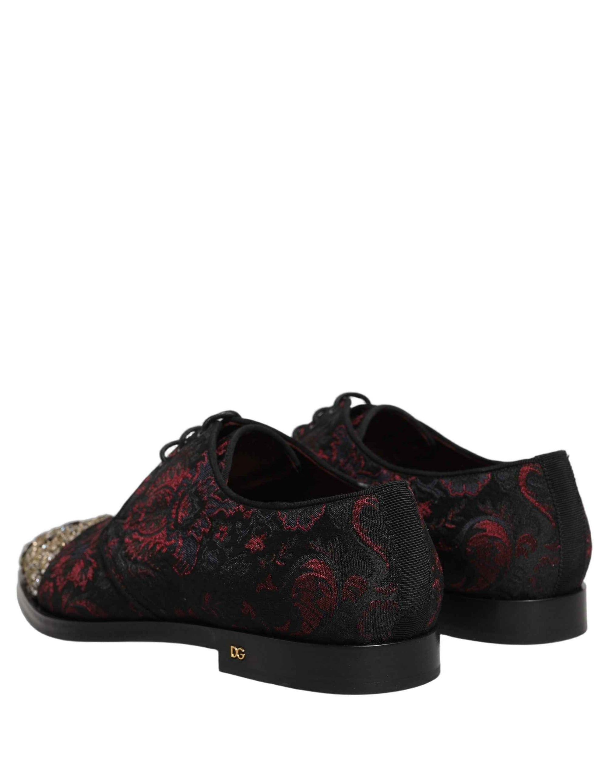 Dolce & Gabbana Black Red Embellished Derby Dress Formal Shoes