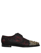 Dolce & Gabbana Black Red Embellished Derby Dress Formal Shoes