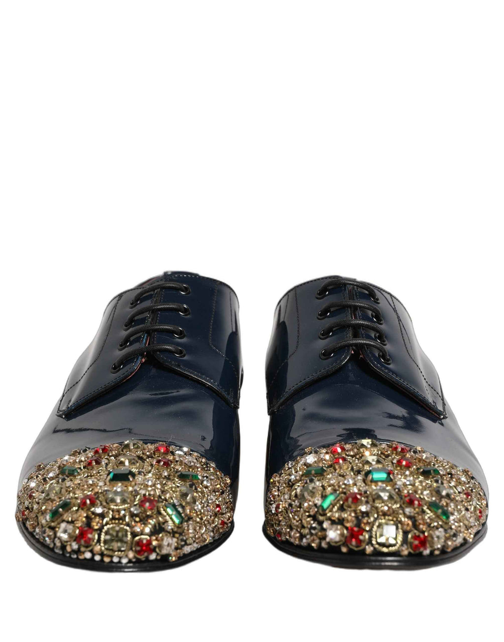 Dolce & Gabbana Blue Embellished Men Derby Dress Formal Shoes