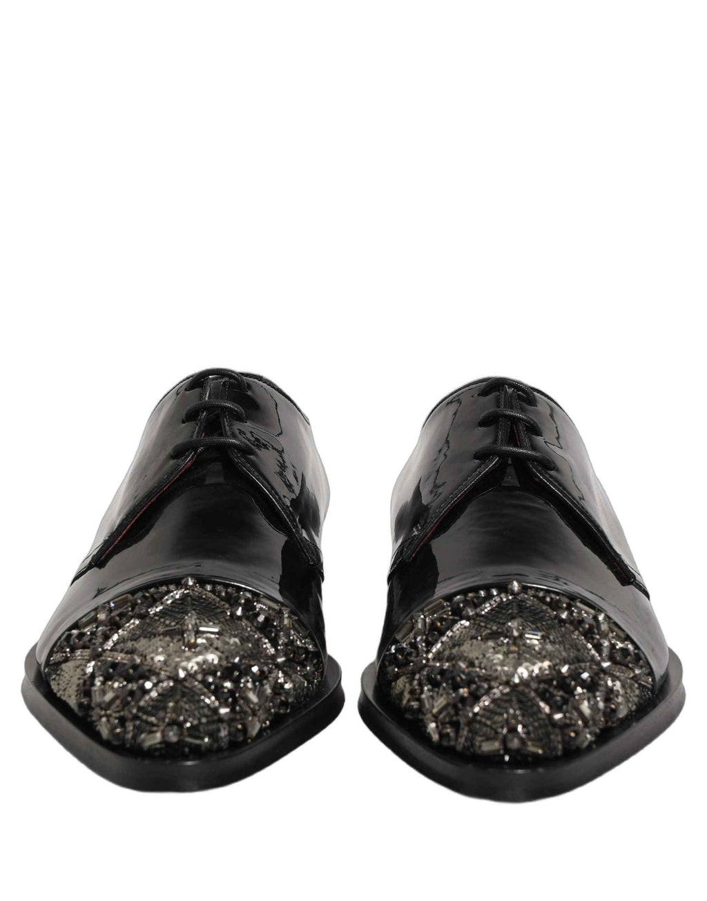Dolce & Gabbana Black Embellished Men Derby Dress Formal Shoes