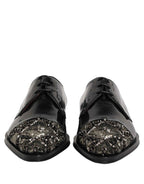 Dolce & Gabbana Black Embellished Men Derby Dress Formal Shoes