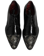 Dolce & Gabbana Black Embellished Men Derby Dress Formal Shoes