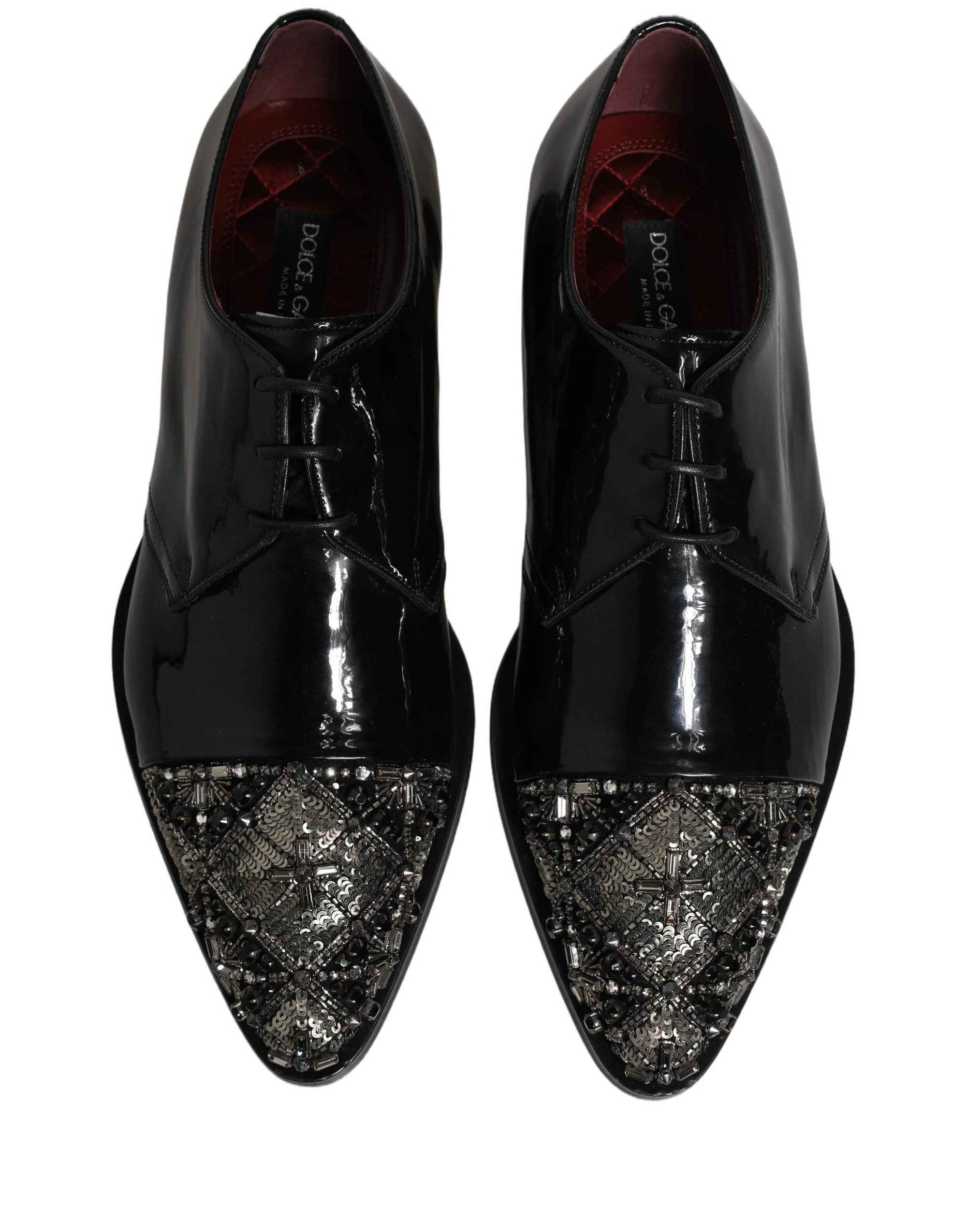 Dolce & Gabbana Black Embellished Men Derby Dress Formal Shoes