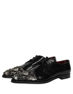 Dolce & Gabbana Black Embellished Derby Dress Formal Shoes