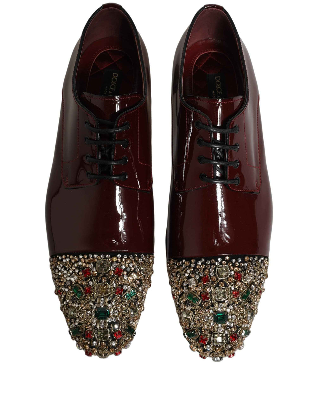 Dolce & Gabbana Maroon Embellished Derby Dress Formal Shoes