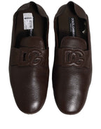 Dolce & Gabbana Brown Deerskin Leather Driver Loafers Shoes