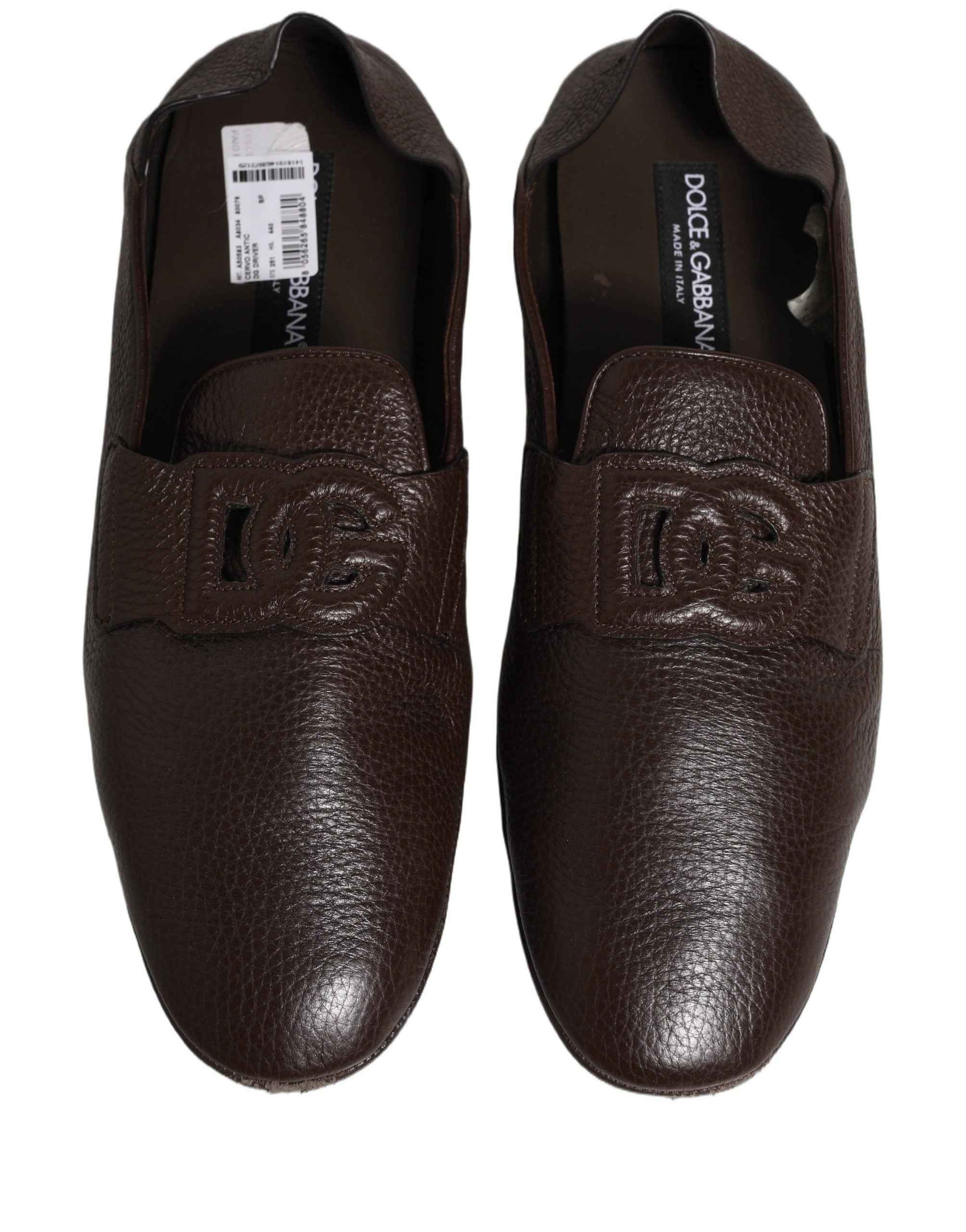 Dolce & Gabbana Brown Deerskin Leather Driver Loafers Shoes